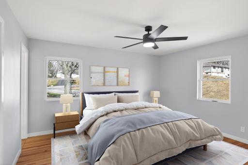 Spacious primary suite. This image has been virtually staged.