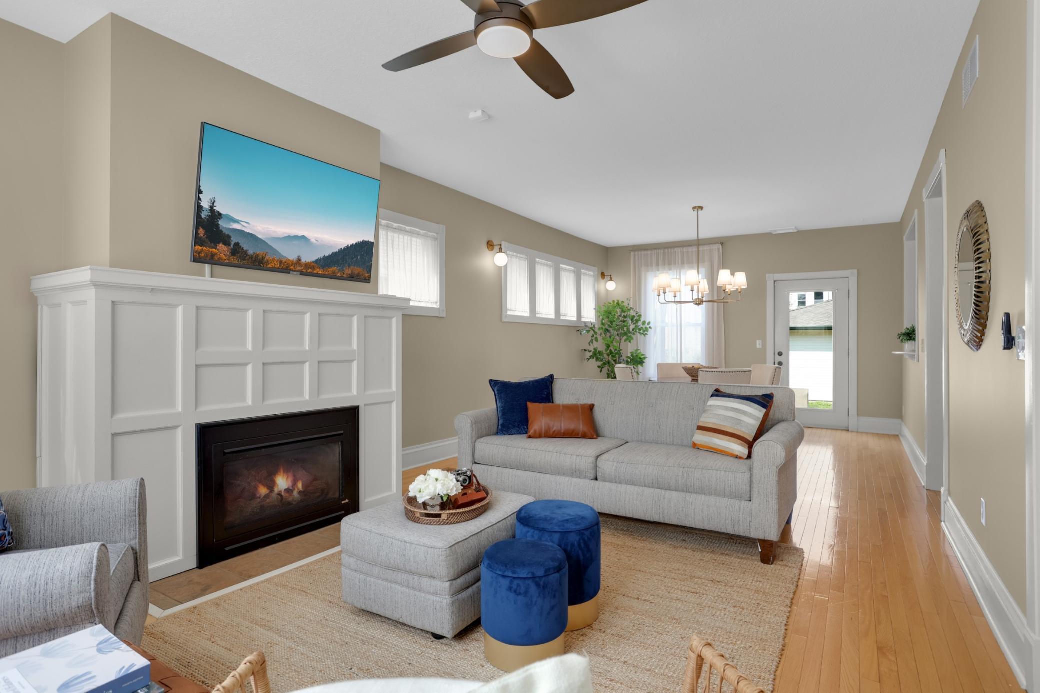 Great flow between living, dining, and kitchen spaces allow for easy entertaining and everyday living. Multiple options to enter the great backyard!