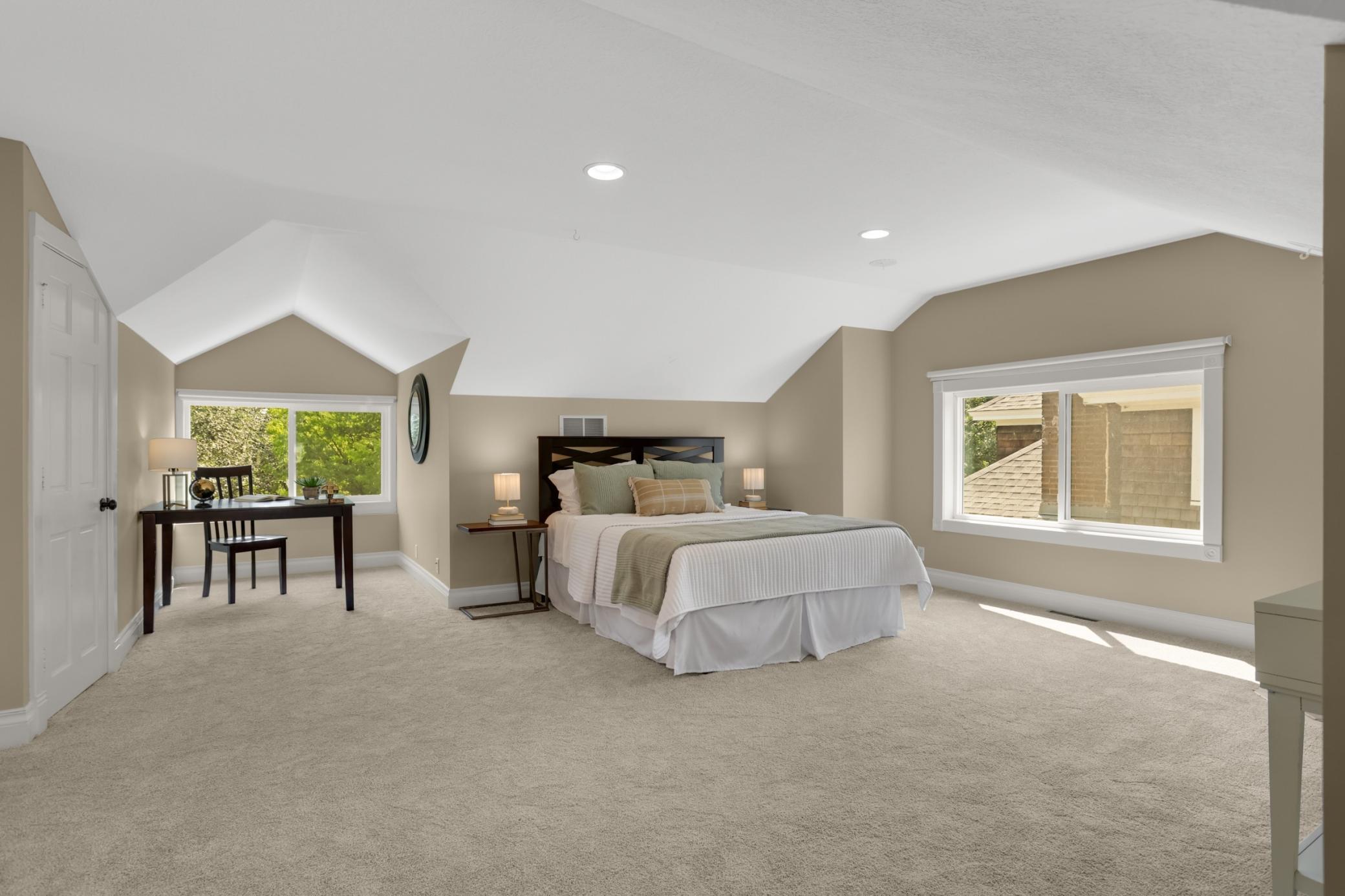 Third floor offers amazing opportunity for flexible living. How would you use this space? Primary suite? Guest suite? Kids space? Office/living space? The options are endless!