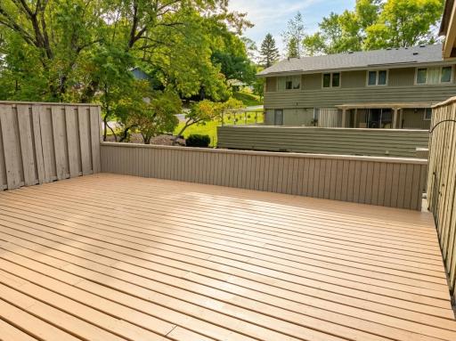 Newly refinished deck in 2026 on decking and rubber roof redone in 2020