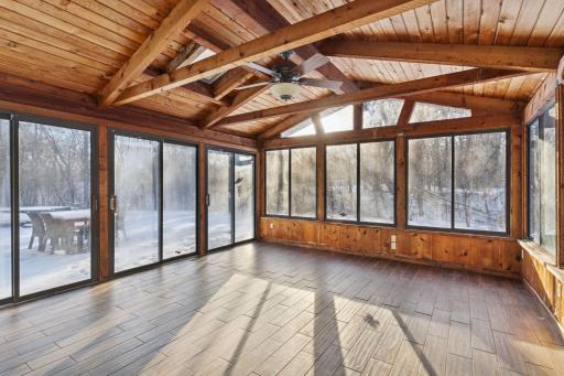 Screened-in Porch with sliding doors to deck