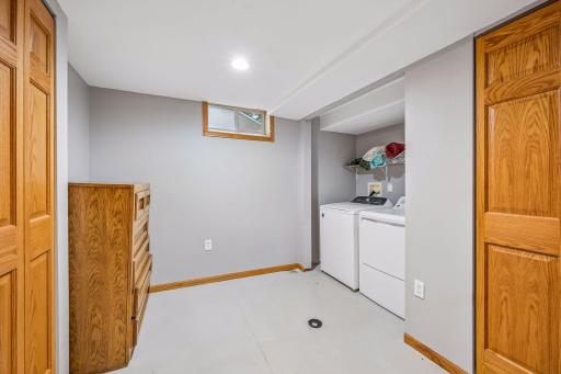 The laundry room is located in the lower level