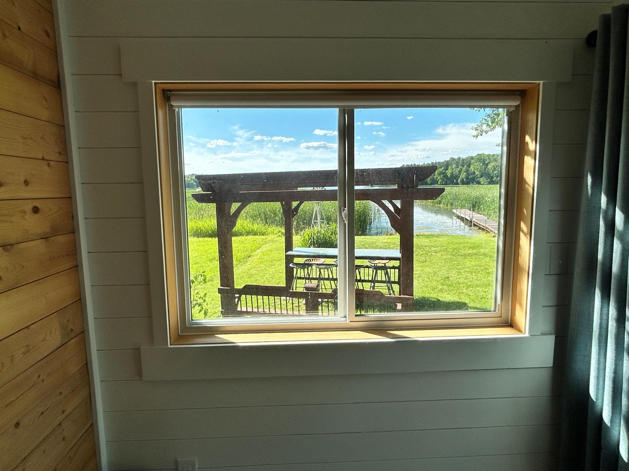 This view is from the inside of the bonus building toward the lake.