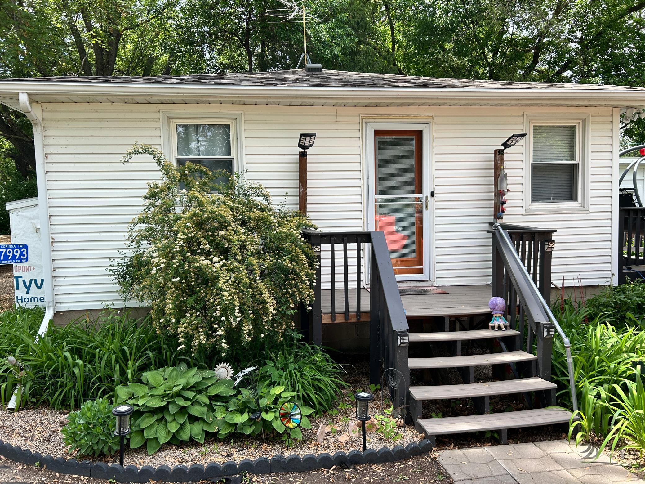 The front entry is one of two entries to the home.