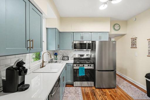 All new, soft close cabinetry and stainless steel appliances