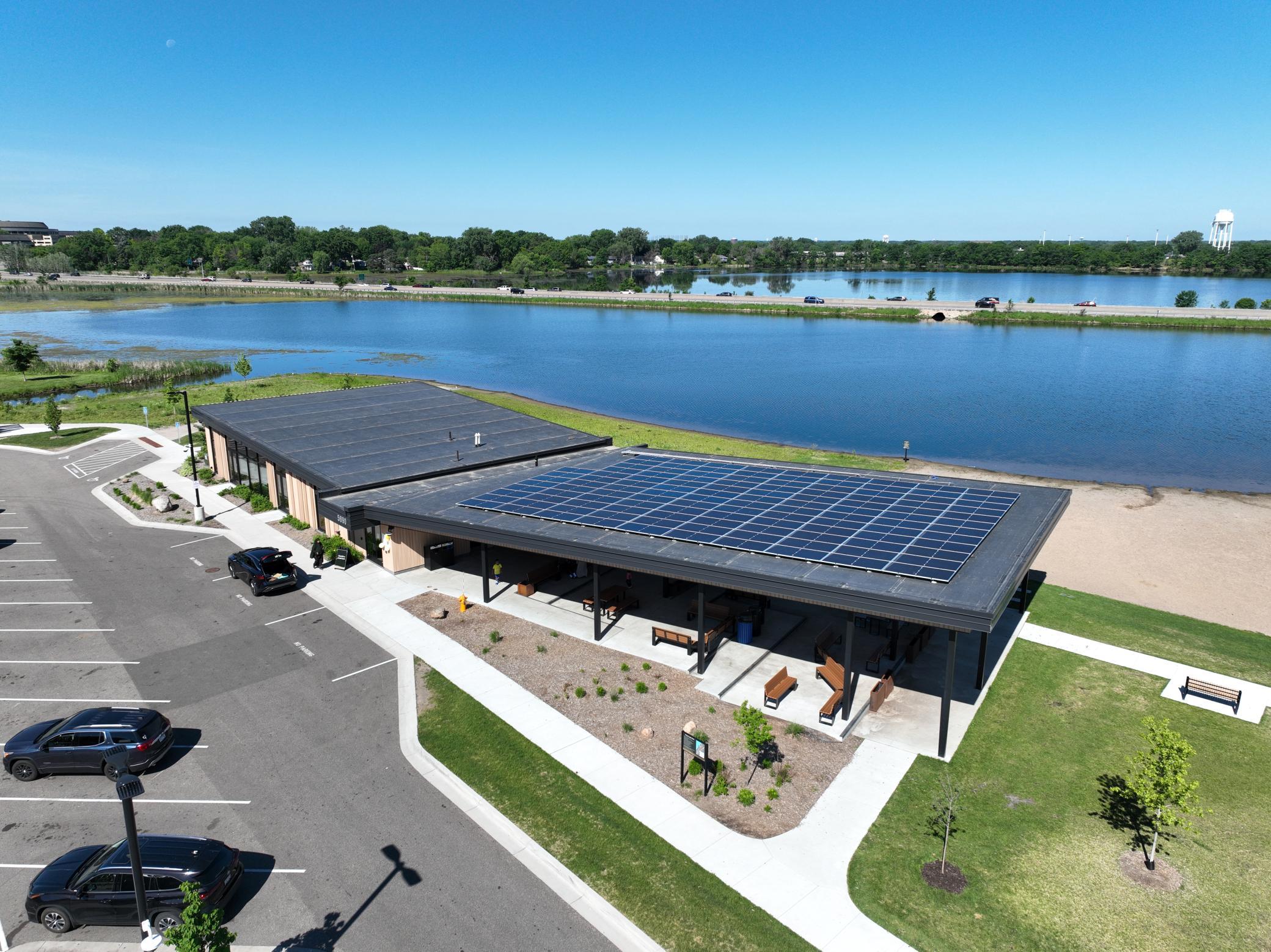 Covered space for picnics at Moore Lake