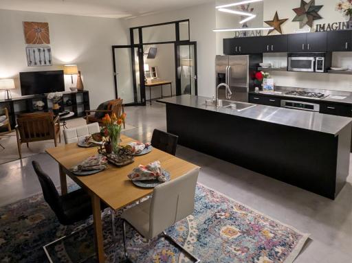 Comfortable dining space conveniently located adjacent to the kitchen.