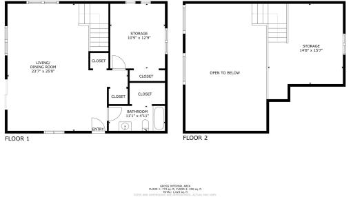 The detached bunkhouse offers over 1,700 square feet across two levels, providing incredible potential for a fantastic entertaining space.