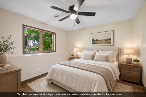 This photo been virtually staged to illustrate the homeâs potential and possible furniture placement.