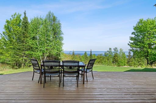 Large deck for entertaining with two French door access points