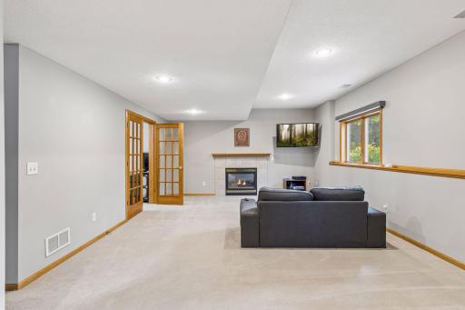 Lower level family room is extra large and has space for a game table. Two large lookout windows.