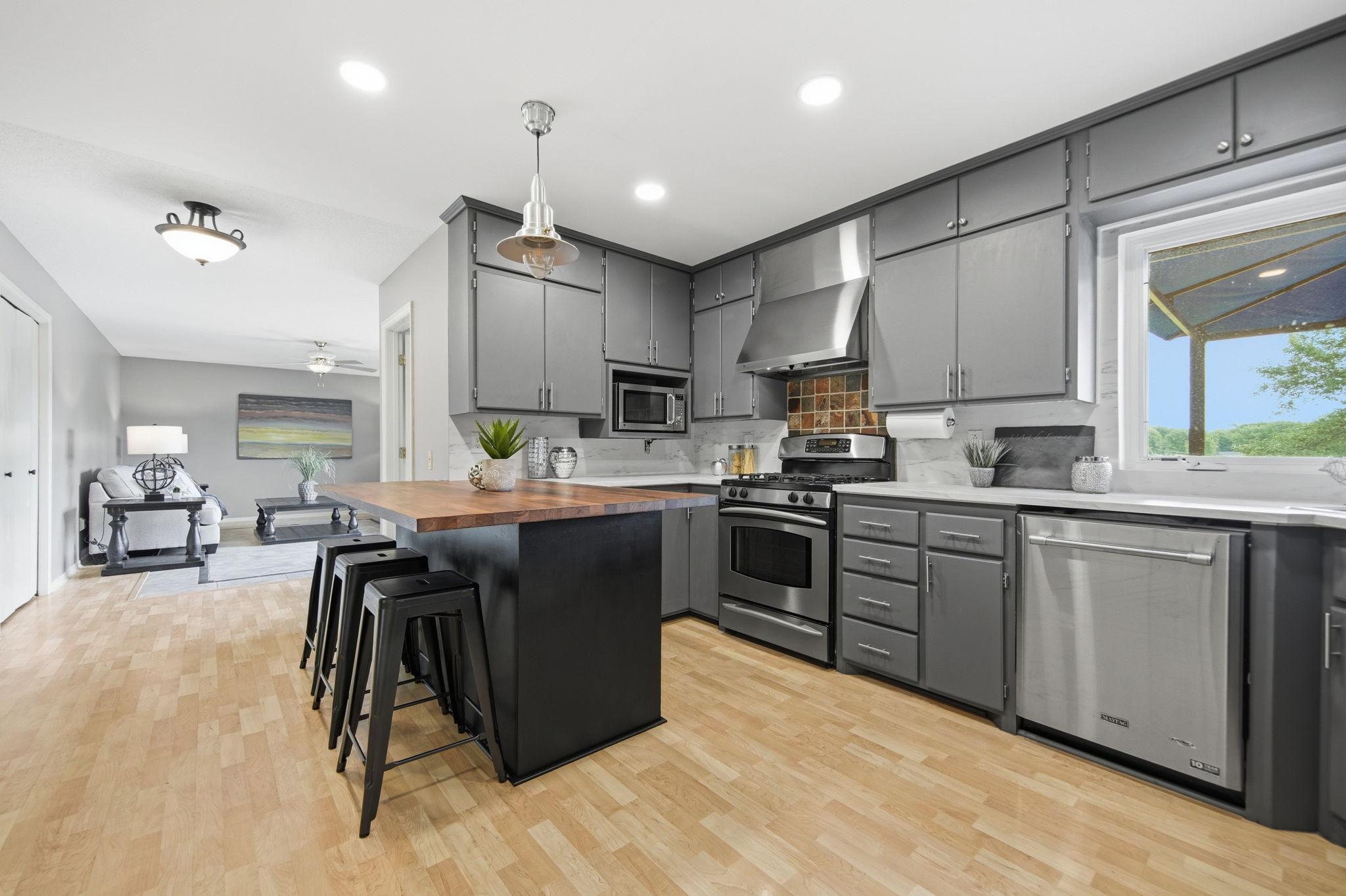 Updated kitchen with tons of counter and cabinet space!