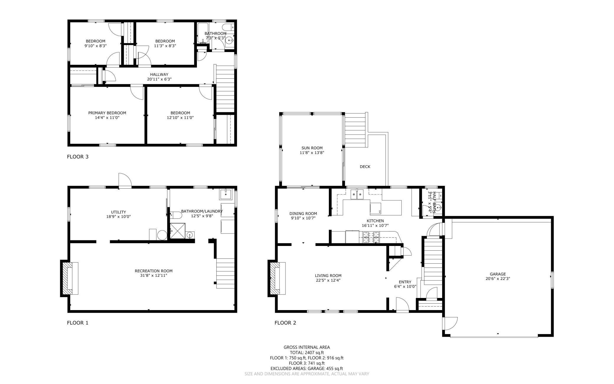 All 3 levels of floor plans