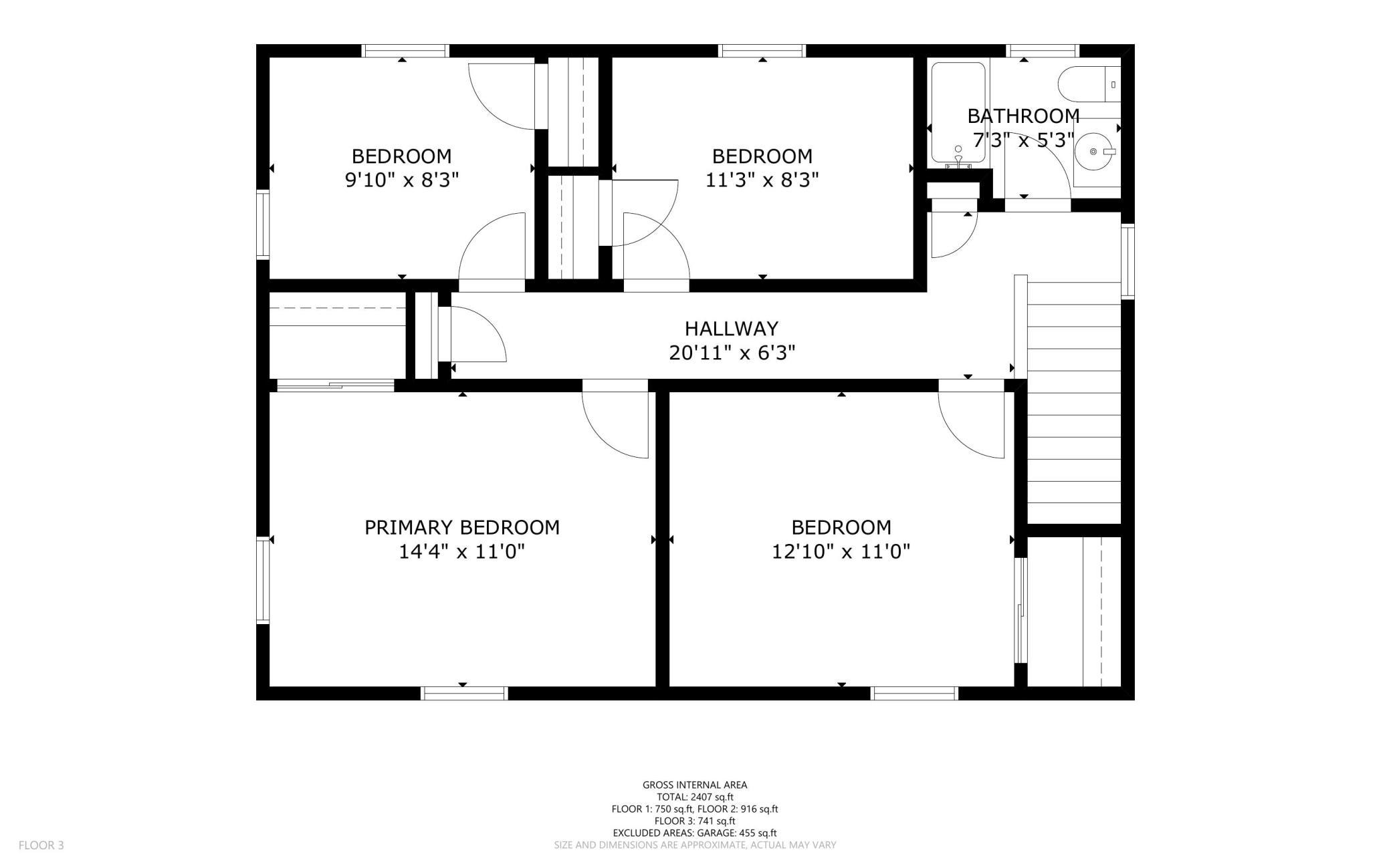 Upper level floor plan