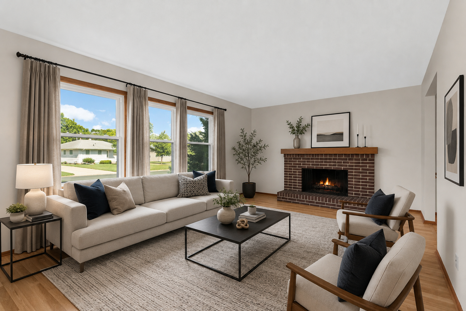 Living room - virtually staged