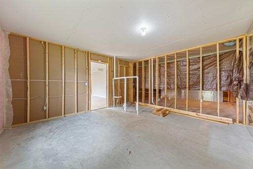 potential 4th bedroom lower level with stubbed in bathroom