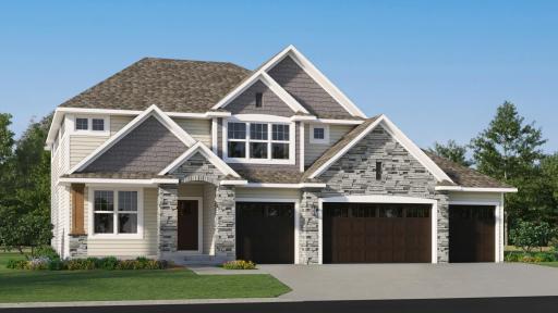(Exterior rendering, actual home's finishes will vary.)