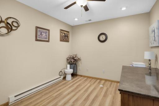Finished Lower-Level Office provides a quiet space for working from home, hobbies, or a workout area.