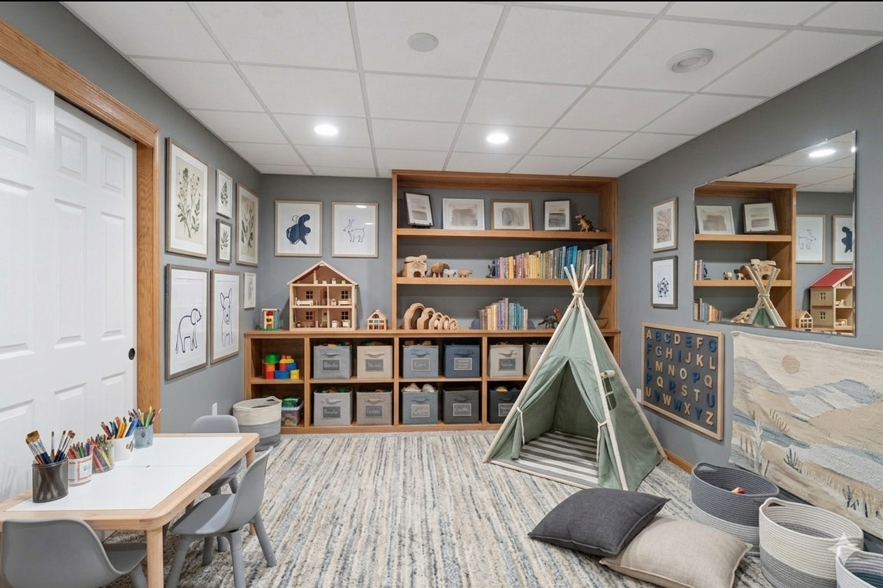 Lower Level bonus room! Great for a second office, exercise room, or toy room!
