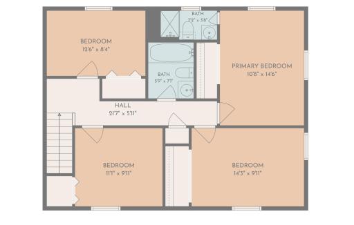 Upper Level Layout with Dimensions