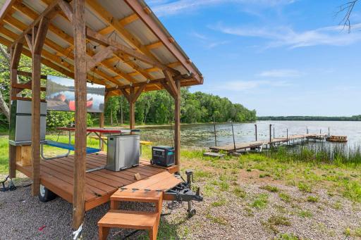 Solar-Powered Cabana, dock and private beach on a peninsula.