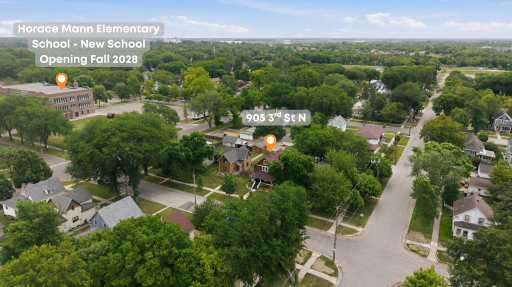 Aerial View of the neighborhood. Just a block away from Horace Mann Elementary School. The new school, K-5, will be built on the same site.