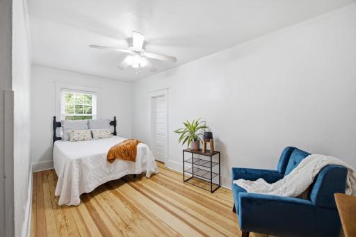 2nd Bedroom with newly refinished hardwood floors and walk-in