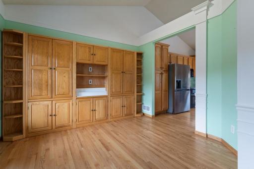 Formal dining/flex room with built in cabinets