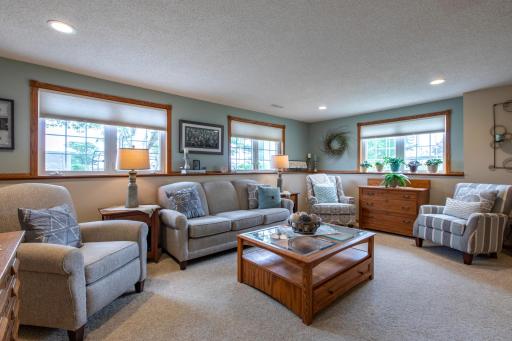 Bright and cheerful lower level family room