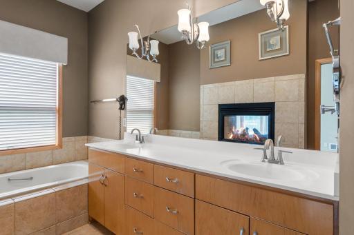 Double Vanity Sinks in the Private Primary Ensuite Bathroom