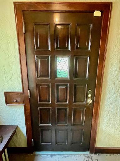 Fifteen panel front door, mail receiver door on left