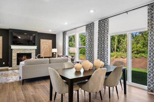 Sliding doors provide convenient access to the outdoor area