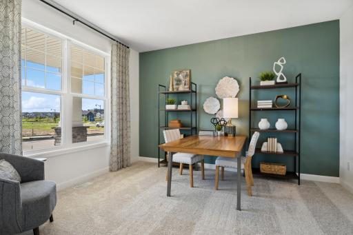 The flex space has wide windows that provide more natural light