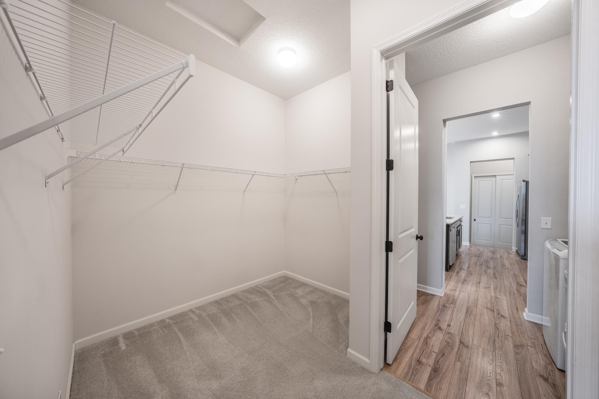 Large primary walk in closet! There's another closet across from it in the right side of the picture.