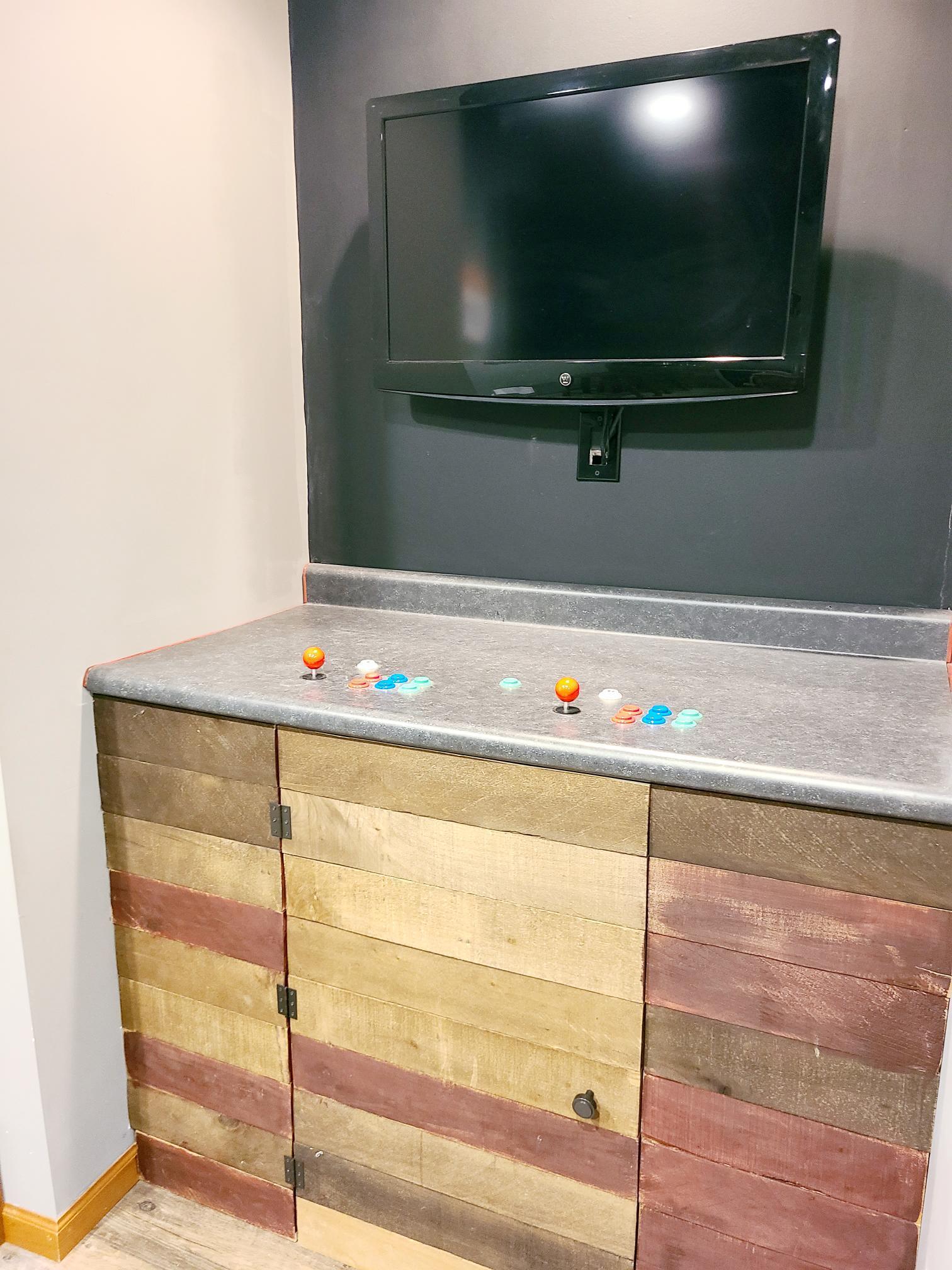 Lower level video game console area
