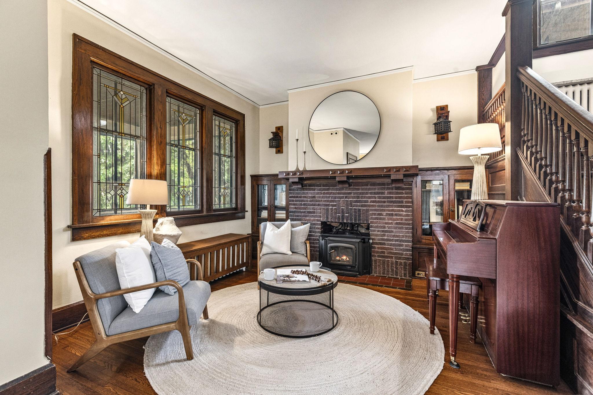 cozy up by the fire (Fire virtually staged)