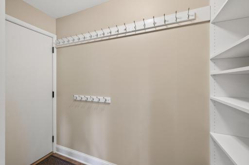 Mudroom entry from garage, lots of storage