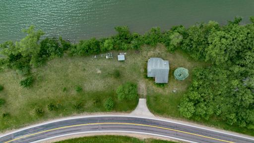 Aerial View of Cabin & Shed on SE edge of Lot