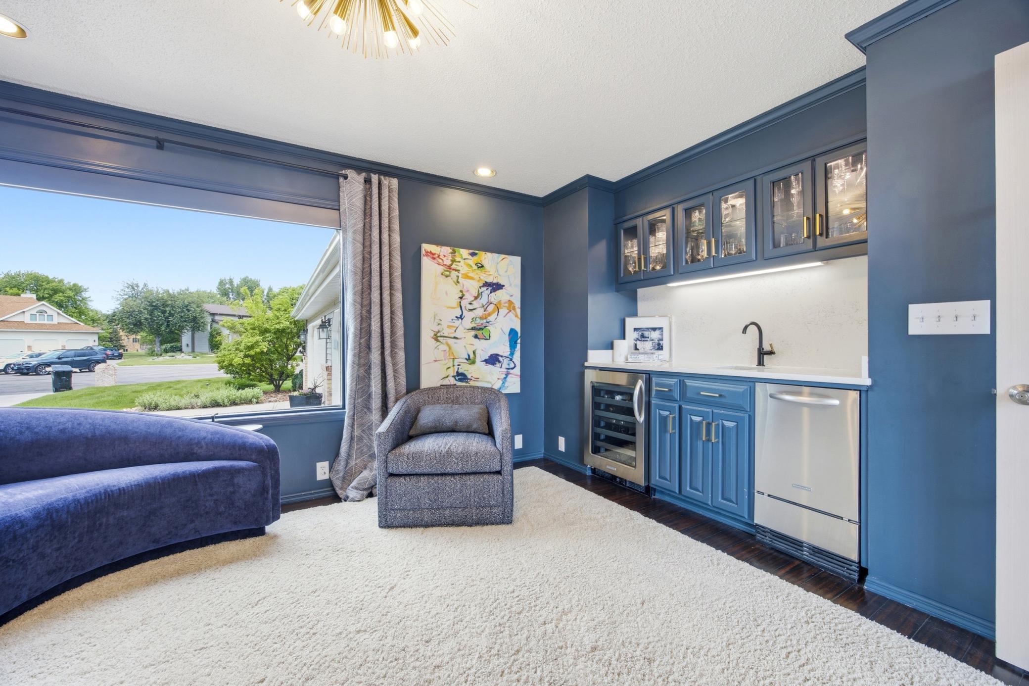 Main Floor Den Wet Bar w/ Bev Fridge & Ice Maker
