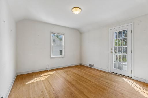 Second bedroom up with door to outside porch