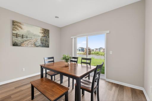Dining room with pond view