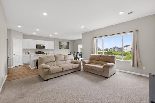 Living room with pond view