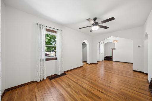 Spacious Living Room and Gleaming Hardwood Floors!
