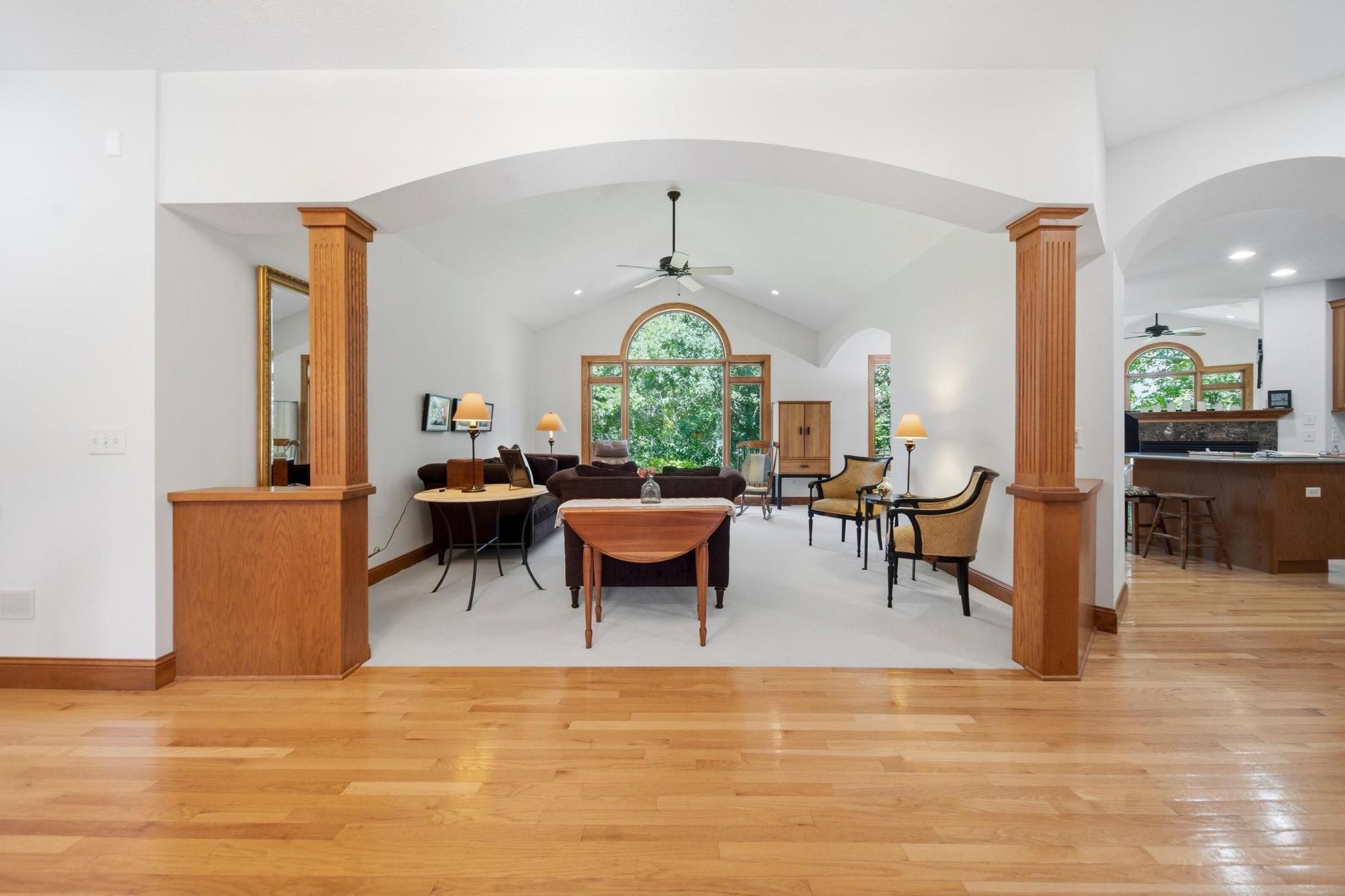 Foyer to Vaulted Large Living Room