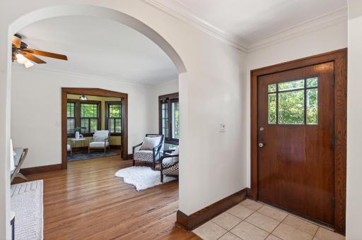A welcoming entry showcases the craftsmanship and charm found throughout the home.