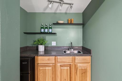 Convenient wet bar makes hosting family and friends easy.