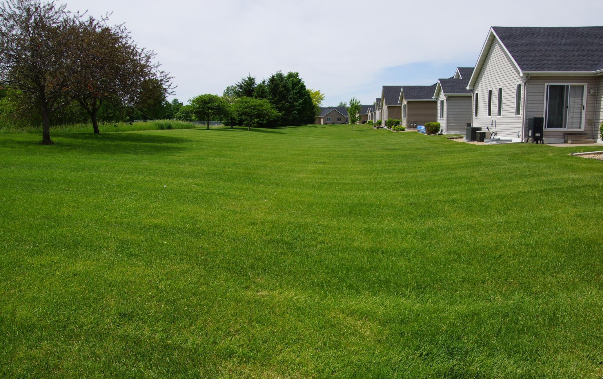 Huge private green space behind back row of townhomes in this complex!