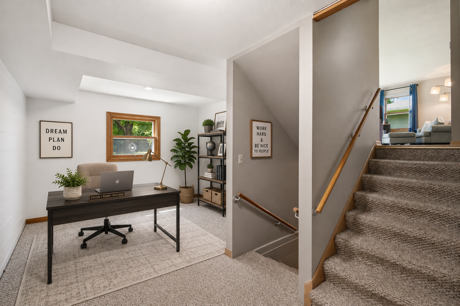 Bright, flexible space ready to fit your lifestyle as a family room, office, media room, or hobby space. Virtually Staged