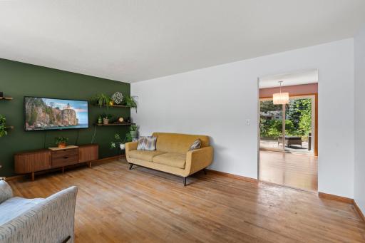 Hardwood floors flow throughout the main living areas