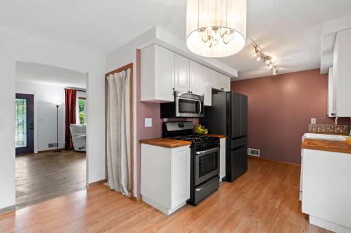 Functional kitchen with stainless steel appliances